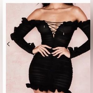 House of CB Black Off-Shoulder Mini Dress